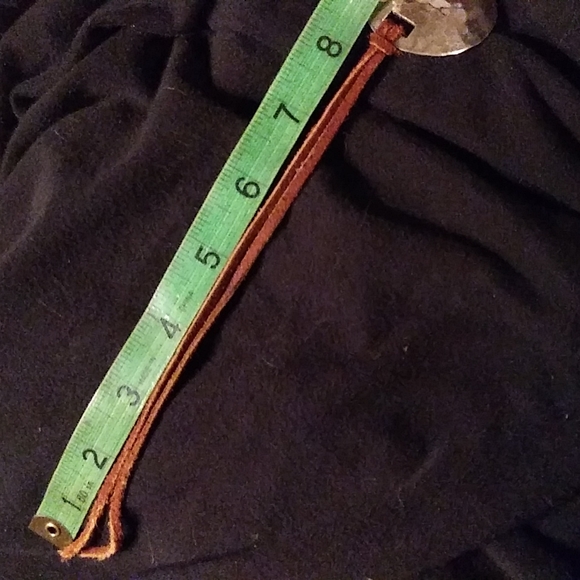 Silver 925 Mexico hammered disc choker necklace on rawhide strap. Sm neck - Picture 11 of 11